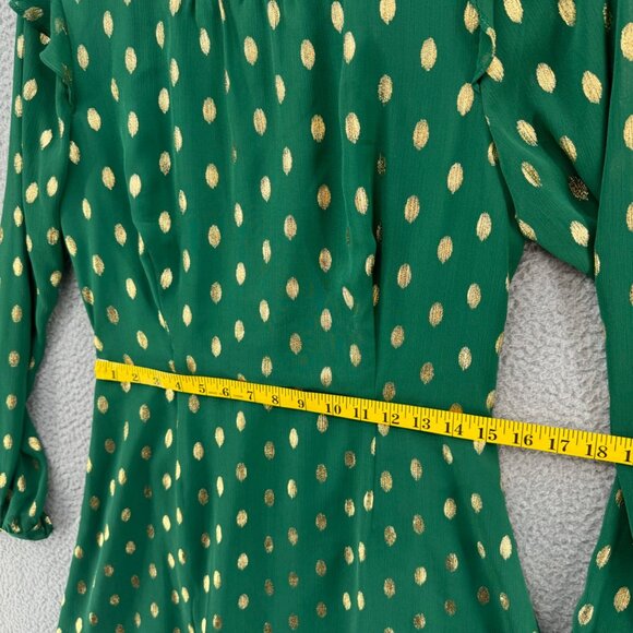 Hutch Confetti Chiffon Dress Emerald Green Gold Long Sleeve Cutout Sz 14 - Picture 11 of 15